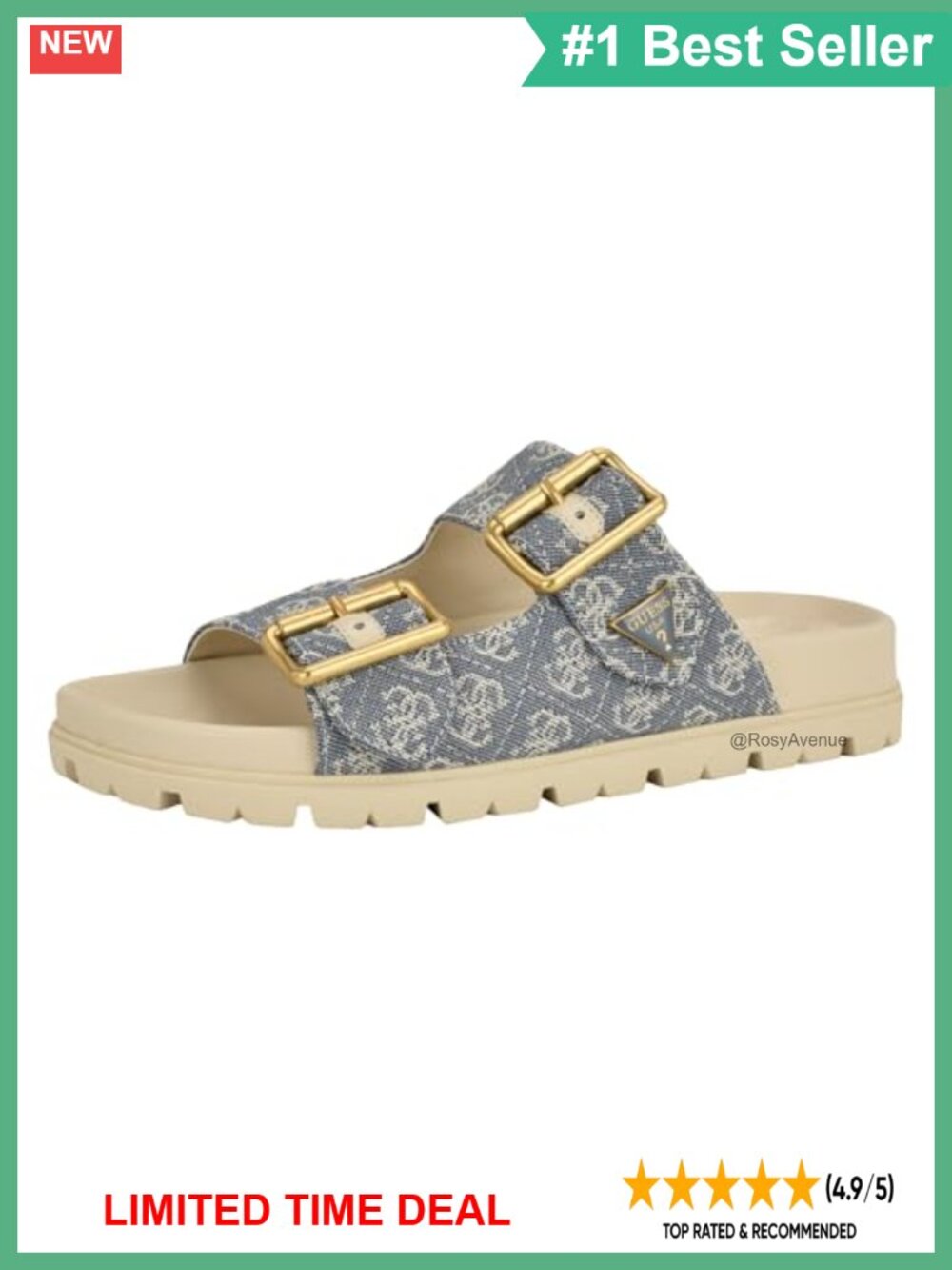 Suede Heeled Sandals with Double Buckle Detail and 1.5-Inch Heel